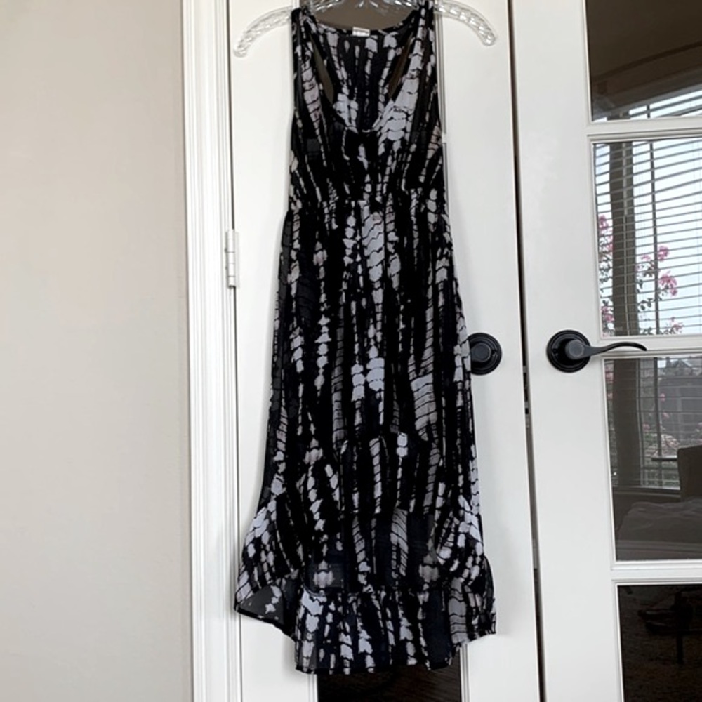 Xhilaration black & white tie dye racer back sheer swim cover-up dress, Small